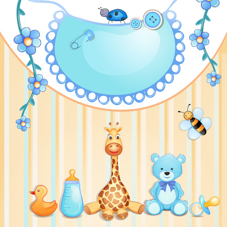  Baby shower card with toys のイラスト素材