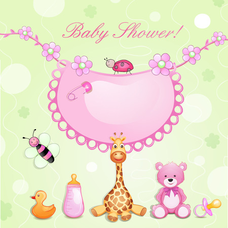  Baby shower card with toys のイラスト素材