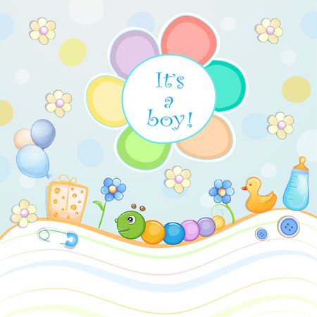 Baby shower card with toys.のイラスト素材