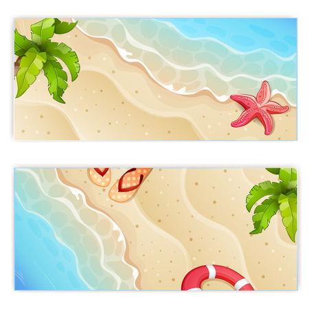 Set of two summer vacation banner.のイラスト素材