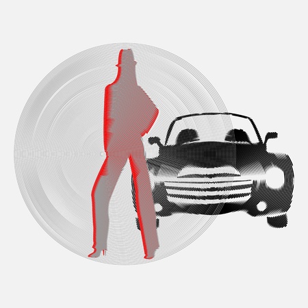 Beautiful girl and carのイラスト素材