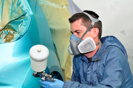 Proffesional car painting by master painter.の写真素材