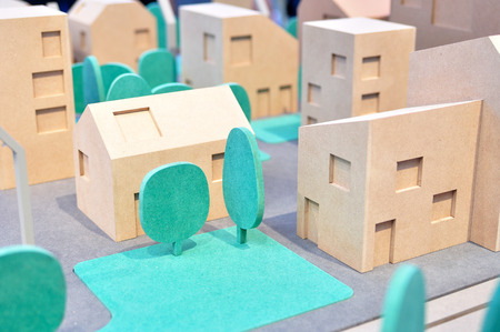 Pattern volume of a town with green trees.の写真素材