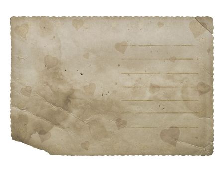 Postcard with hearts. Grunge paper.の写真素材