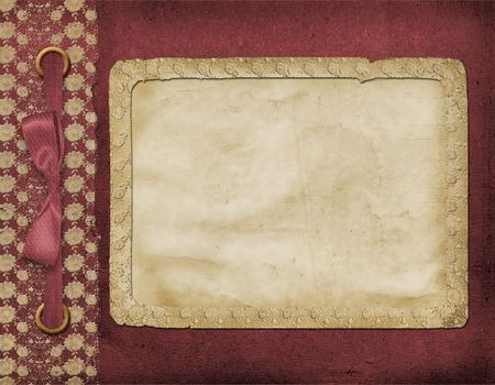 Framework for a photo or invitations. A vinous bow. A beautiful background.の写真素材