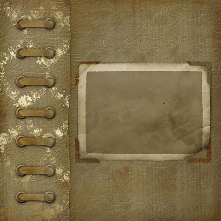 Old photoalbum with grunge frame for photosの写真素材