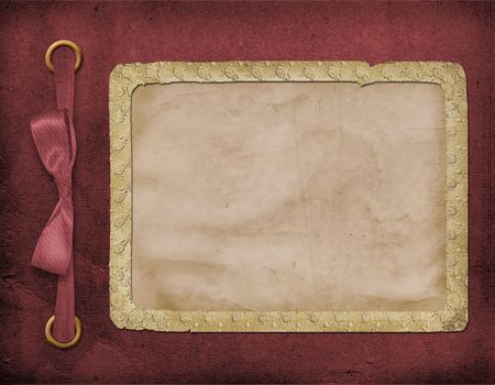 Framework for a photo or invitations. A vinous bow. A beautiful background.の写真素材