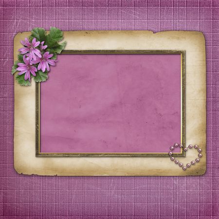 Grunge papers design in scrapbooking style with flowersの写真素材