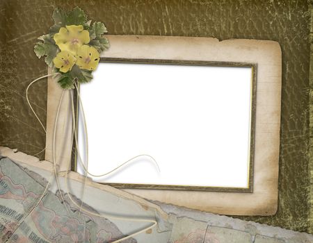 Grunge papers design in scrapbooking style with flowersの写真素材