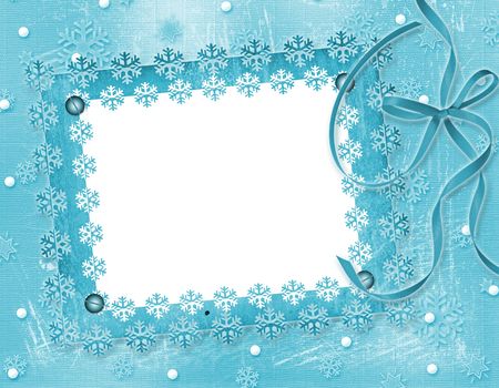  Carved frame for photo on the abstract blue backgroundの写真素材