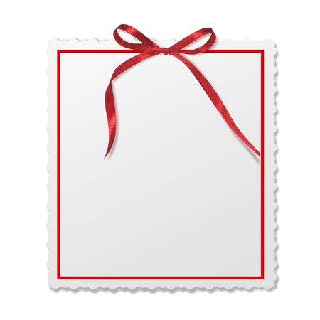 Framework for invitations. A red bow.  Isolated white background.の写真素材