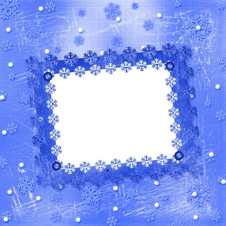  Carved frame for photo on the abstract blue backgroundの写真素材