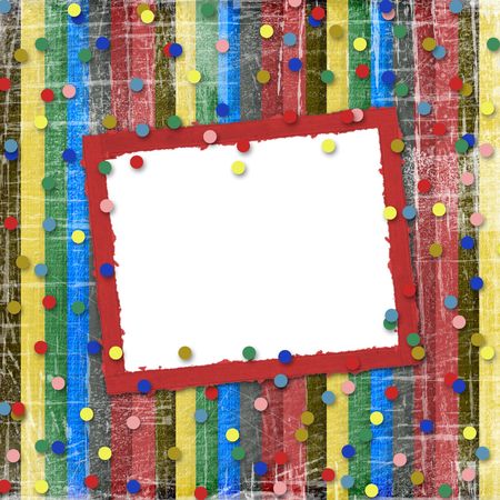  A striped scratch background with confetti and frameの写真素材