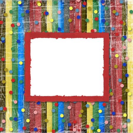  A striped scratch background with confetti and frameの写真素材