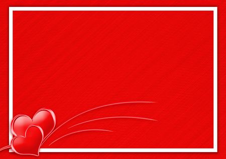 Framework-card. Two hearts on the red background.の写真素材