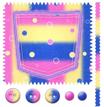 Set for sewing with buttons, a tape and a pocketの写真素材
