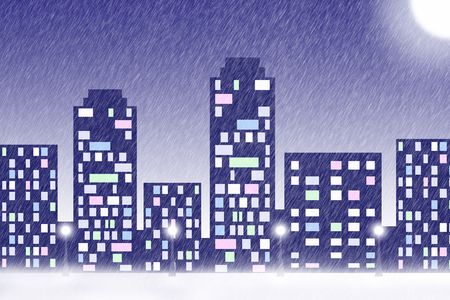 Snowfall in the big city の写真素材