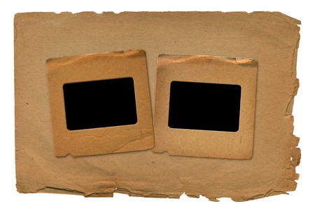 Old papers and two grunge slides with space for text の写真素材