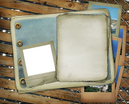 Grunge slides from old papers on the abstract background with  albumの写真素材