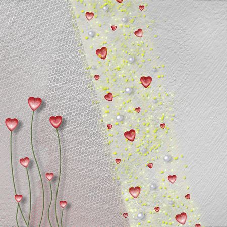Card for anniversary or congratulation with pearls and heartsの写真素材