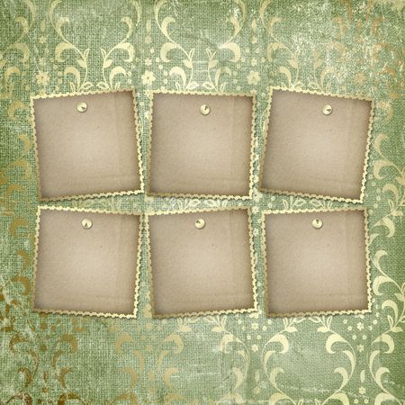 Six grunge frameworks for the invitation with thumbtacksの写真素材