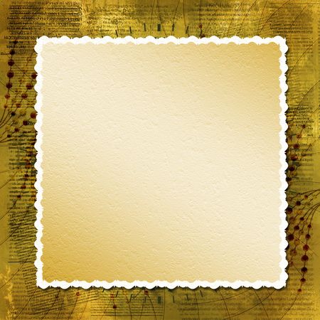 Old photoframes are hanging on the abstract backgroundの写真素材