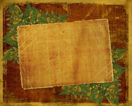  Old grunge card on the abstract background with autumn leaves.の写真素材
