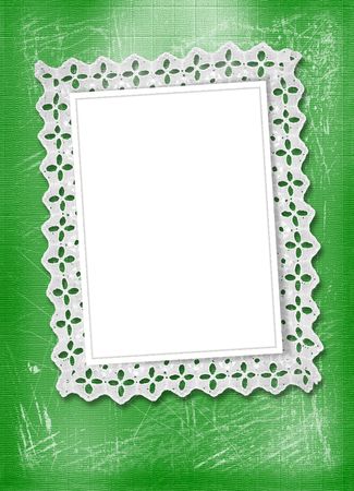 Green abstract background with frame and beautiful laceの写真素材