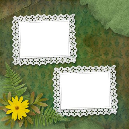 lace frames with bunch of flower and bladeの写真素材
