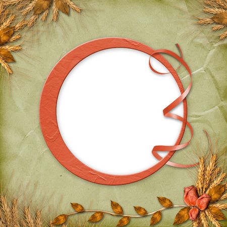 Grunge frame in scrapbooking style with bunch of roseの写真素材