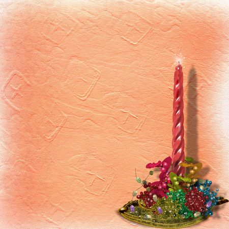 Festive invitation or greeting with ribbons and beadsの写真素材
