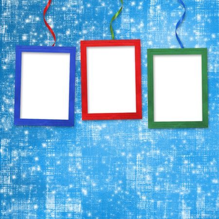 Three frames for photos on the bright backgroundの写真素材