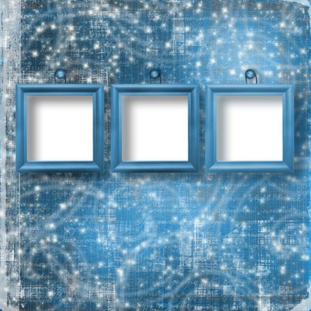  Three wooden  frames for photo on the curl ornamental background 
の写真素材