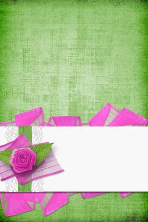 Card for invitation or congratulation with buttonhole and laceの写真素材