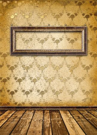 Old gold frames Victorian style on the wall in the roomの写真素材