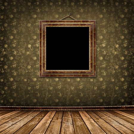 Old gold frames Victorian style on the wall in the roomの写真素材