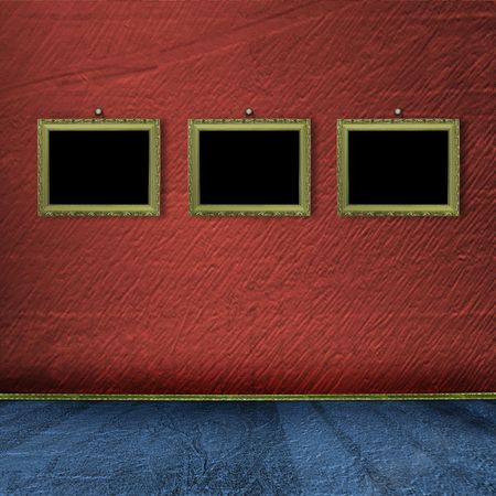 Old room, grunge industrial interior, worn  surface, wooden framesの写真素材