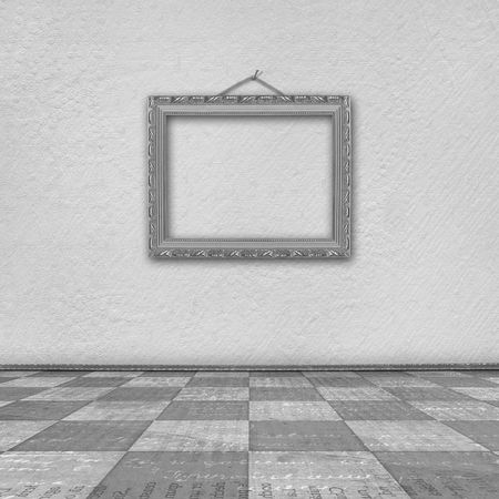 Old room, grunge  interior with frames in style baroque