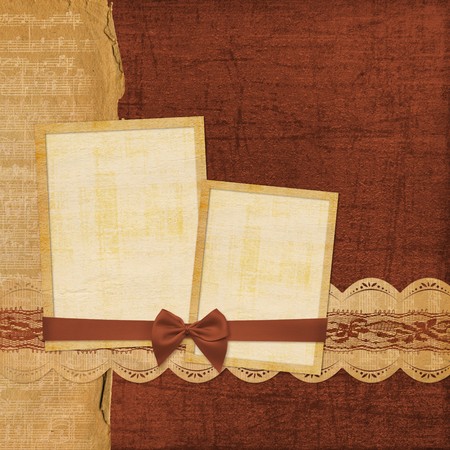 Vintage album with frame and ornate laceの写真素材