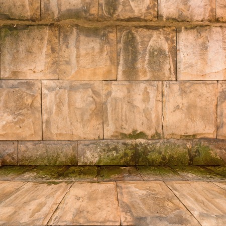 The old stone room with wooden picture frames in Victorian styleの写真素材