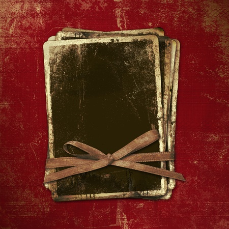 Ancient scratch background with gold edging for announcement の写真素材