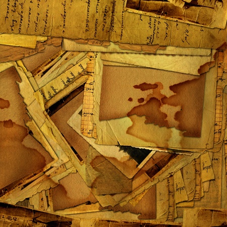 abstract grunge background with old archive, letters and photos