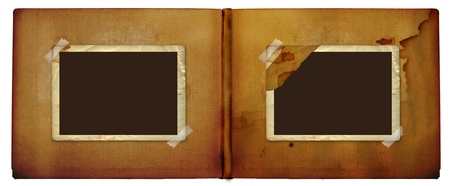 Vintage photoalbum for photos on white isolated backgroundの写真素材