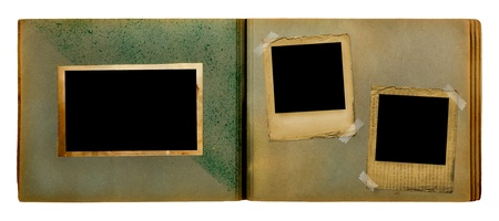 Vintage photoalbum for photos on white isolated background の写真素材