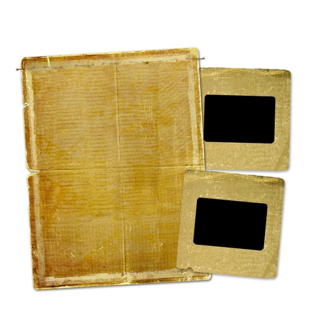 Old archive with letters, photos on the white isolated background の写真素材