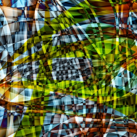 Abstract chaotic pattern with colorful translucent curved linesの写真素材