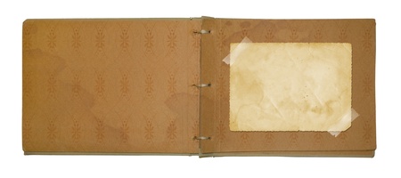 Vintage photoalbum for photos on white isolated backgroundの写真素材