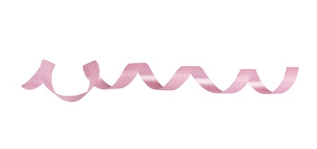 Pink paper horizontal ribbon on the white isolated background の写真素材