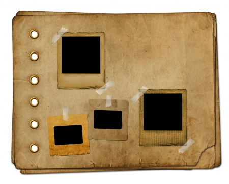 Vintage photoalbum for photos on white isolated background の写真素材
