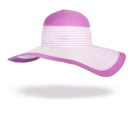 Summer straw hat isolated on white backgroundの写真素材